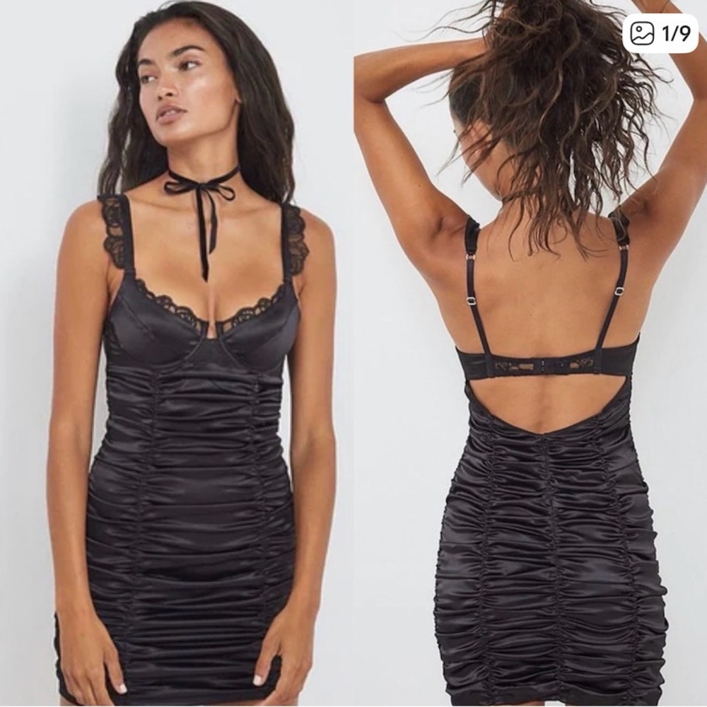 For Love And Lemons Black Ruched Backless Dress
